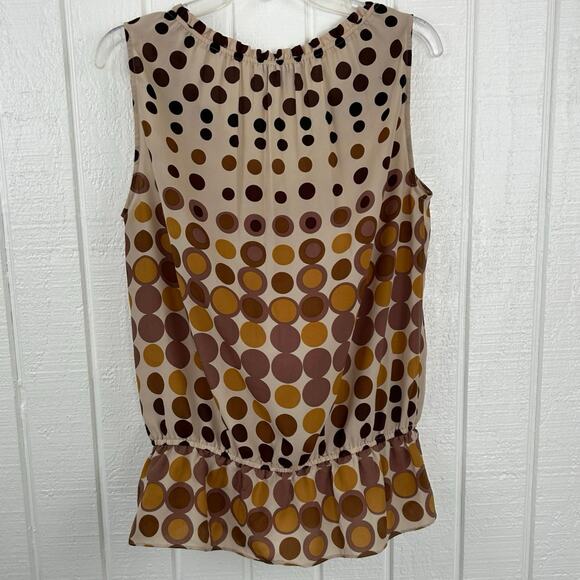 The Limited Sleeveless Polka Dot Peplum Top Brown Peppy Retro Office Size Medium - Picture 5 of 7
